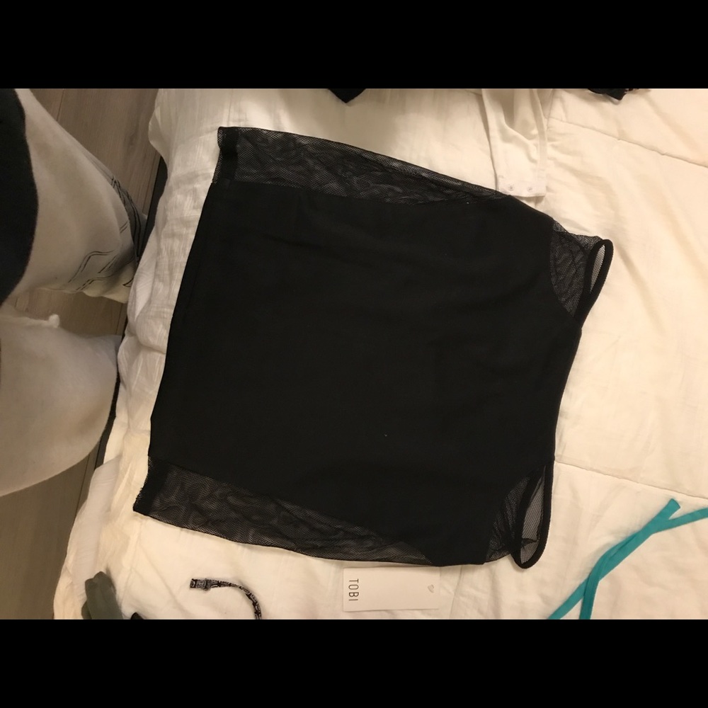 Black mesh cut out pencil skirt from tobi